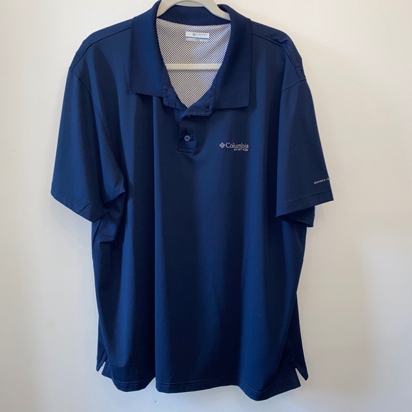 Columbia Navy Blue Polo Shirt with Omni Shield 2XL - Picture 1 of 5